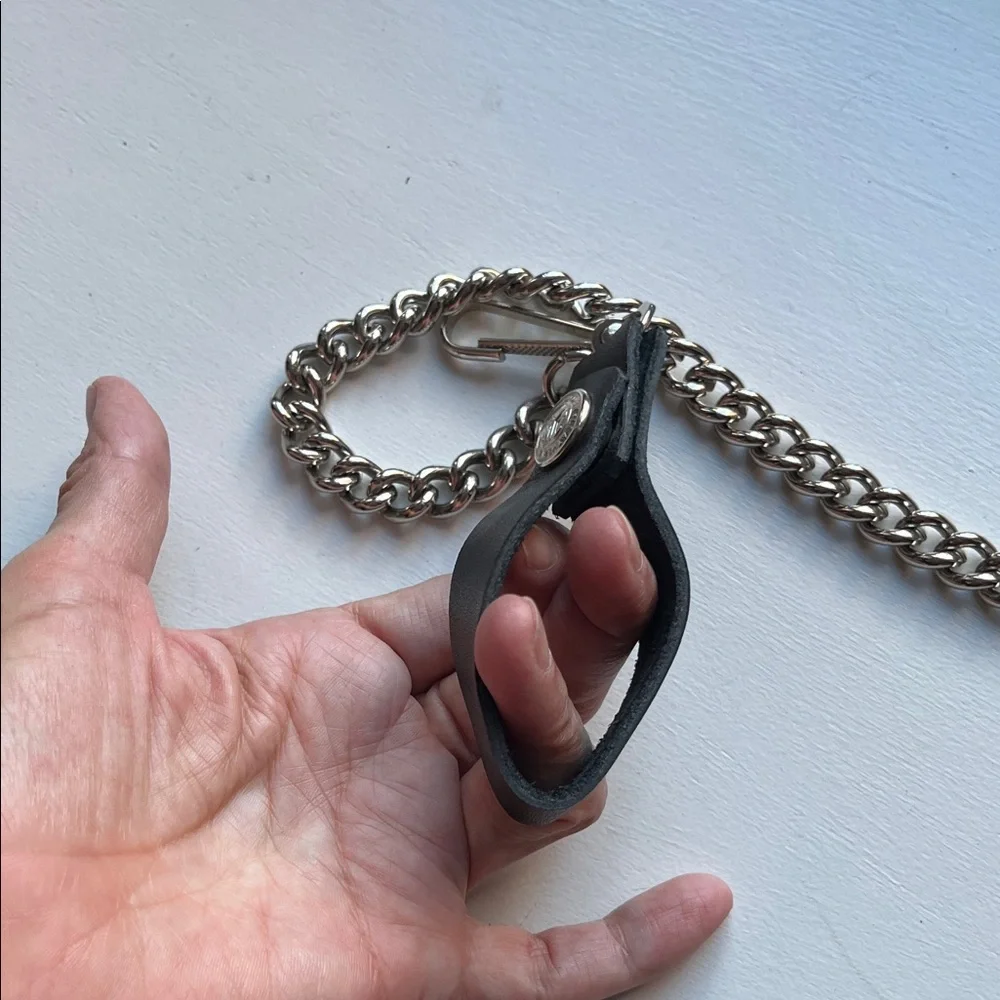 Black Wallet with Chain and Silver Accents